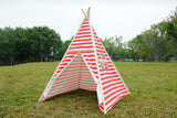 Canvas Teepee Tent for Kids Tipi Tent teepee tent, 2 Child Indian TP Wigwam, Red and White