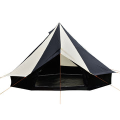 5m Bell tent 10-person pyramid round with zipped in ground sheet Black and white