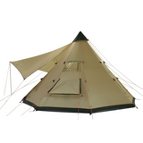 10T Shoshone 500 - 10-person teepee tent, pyramid tent, sewn in ground sheet, canopy awning - Bell tents