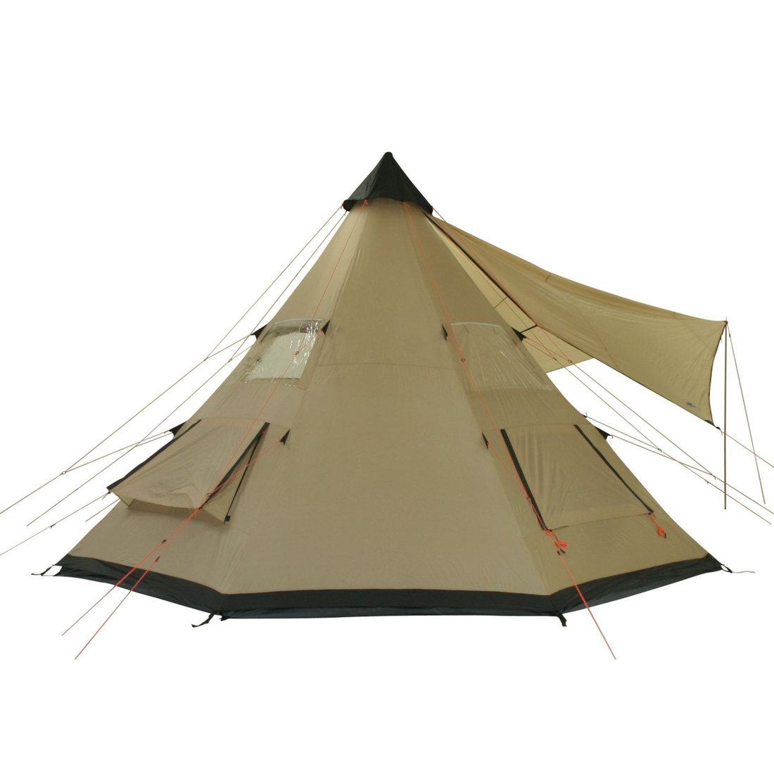 10T Shoshone 500 - 10-person teepee tent, pyramid tent, sewn in ground sheet, canopy awning - Bell tents